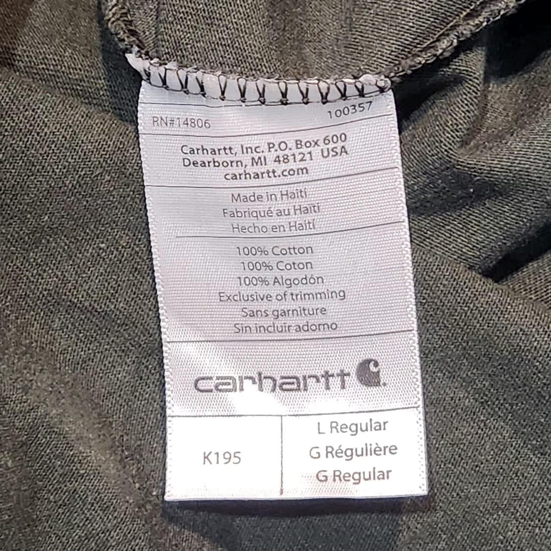 칼하트 카키 반팔티 (L) 상품이미지3