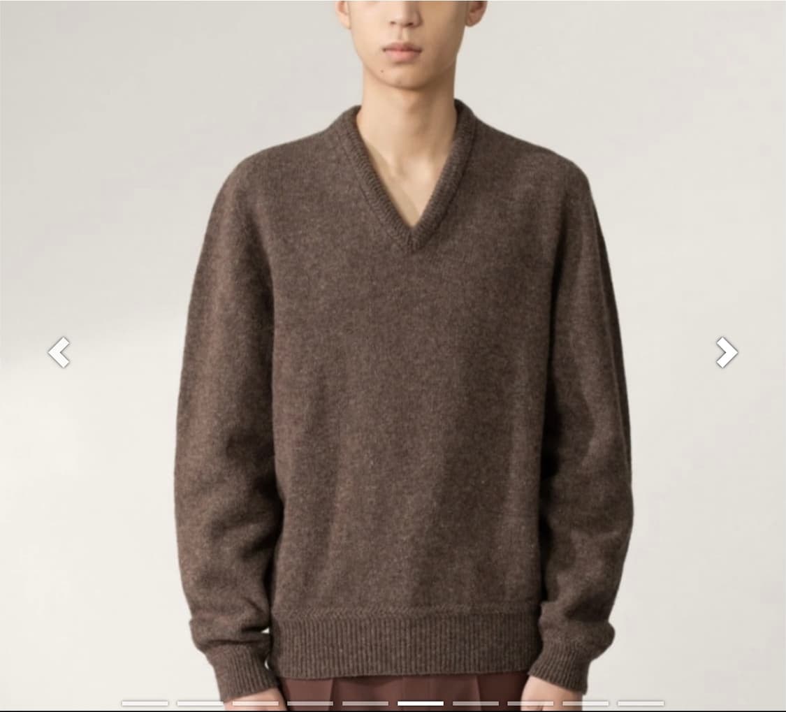 르메르 브라운 울 심리스 브이넥 니트 스웨터 상품이미지1