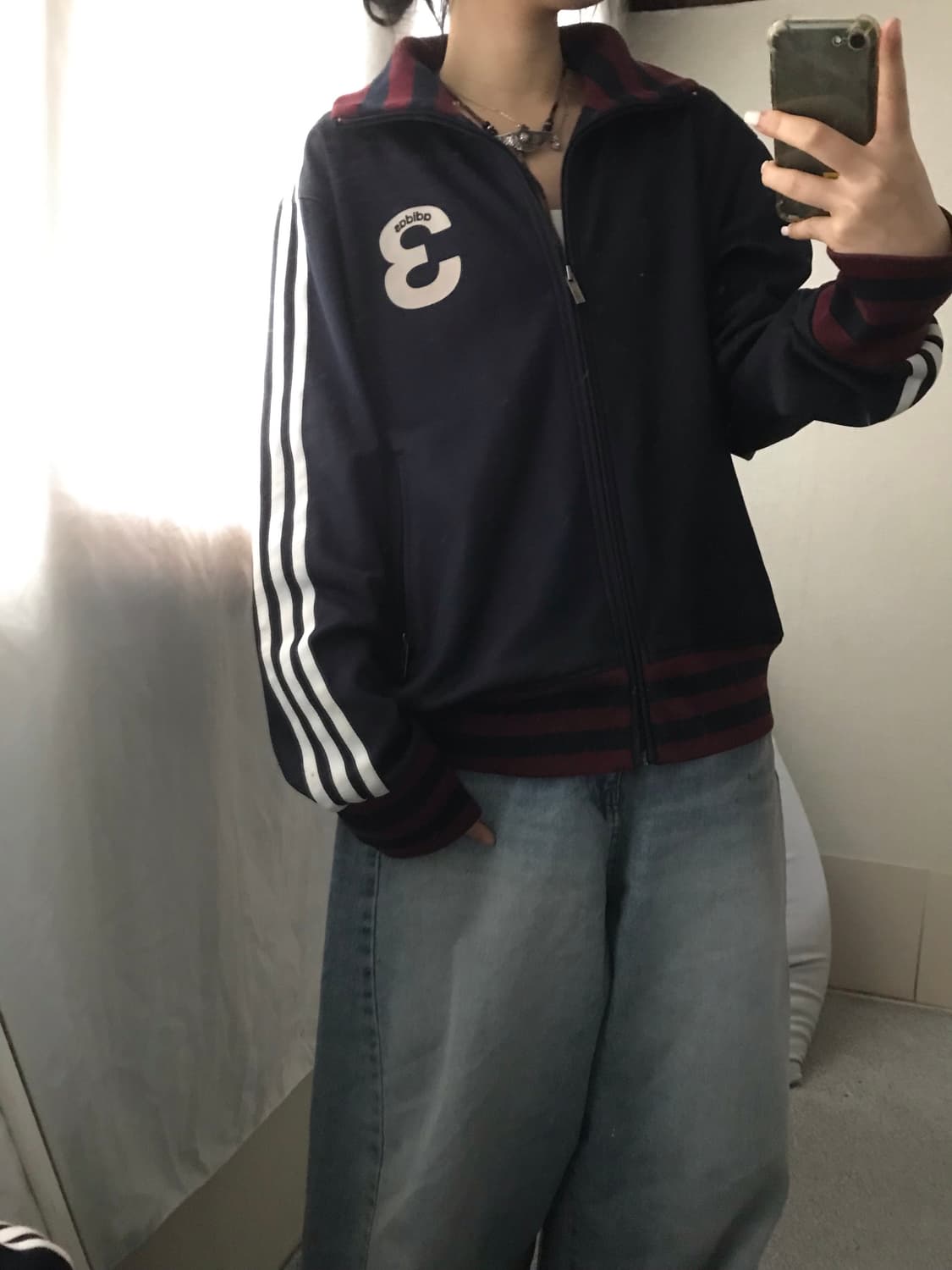 아디다스 네이비 버건디 빅로고 져지 상품이미지7