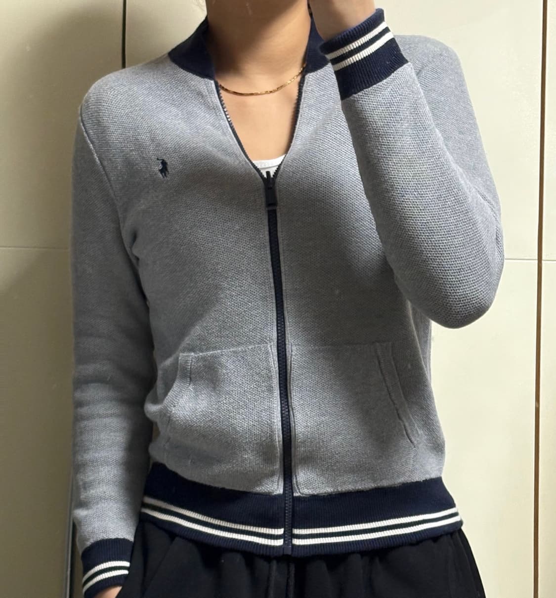 폴로 랄프로렌 빅포니 네이비 그레이 리버시블 니트집업 상품이미지2