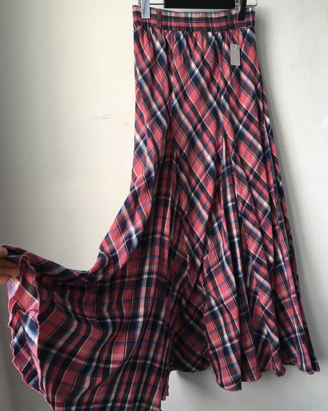 Check pattern unbalanced skirt 상품이미지2