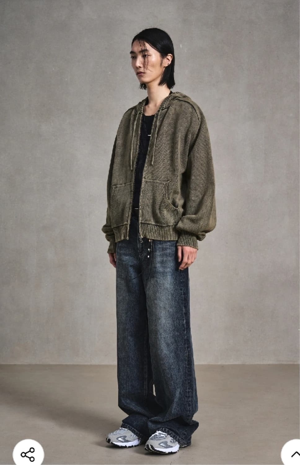 엘무드 후디 후드 집업 빈티지 카키 상품이미지2