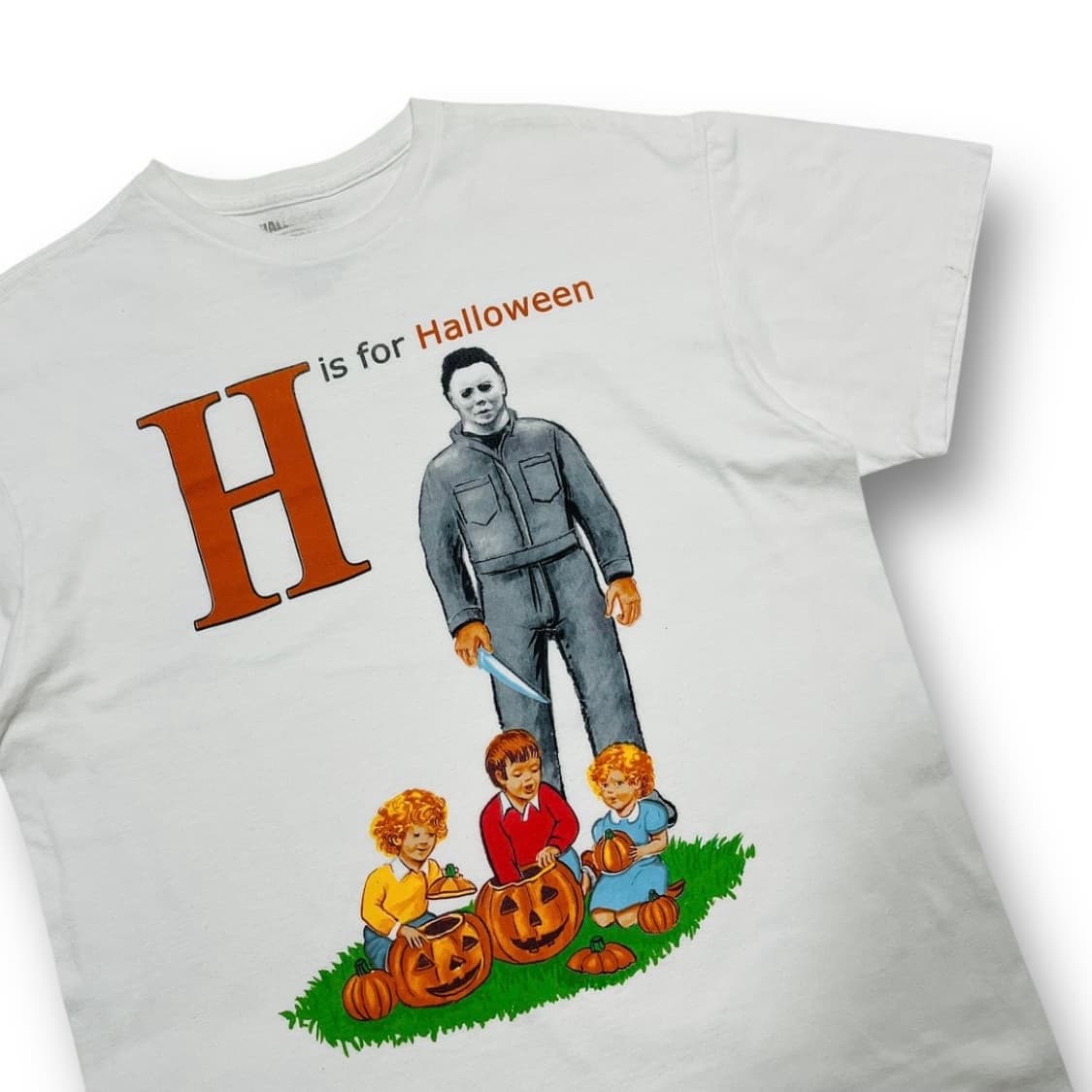 H is for 핼러윈 유령 빈티지 반팔 티셔츠 상품이미지2