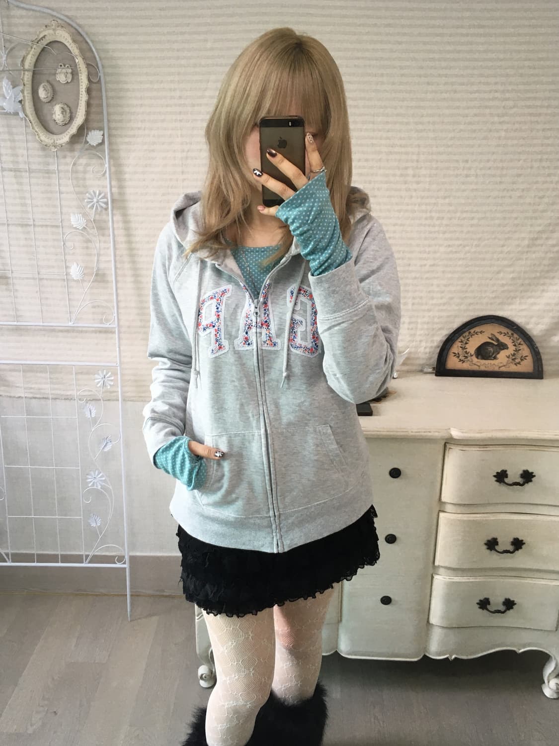 갭 플라워 로고 후드집업 그레이 gap 상품이미지1