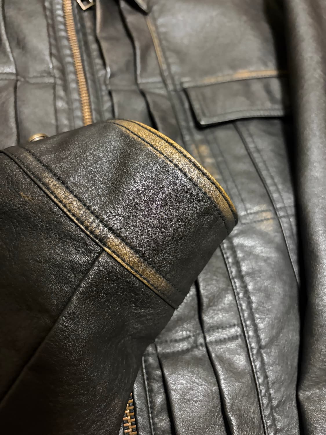 자라 페이디드 레더 자켓 상품이미지4