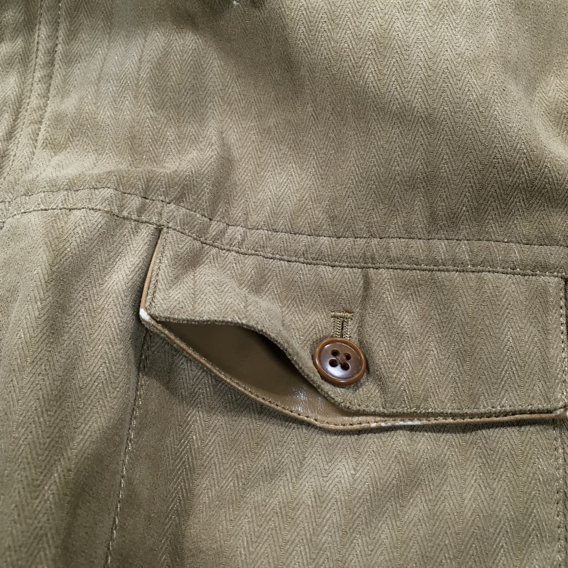 투티/0254 NADES 일본 빈티지 브라운 자켓 헤링본 패턴 가죽포켓 상품이미지6