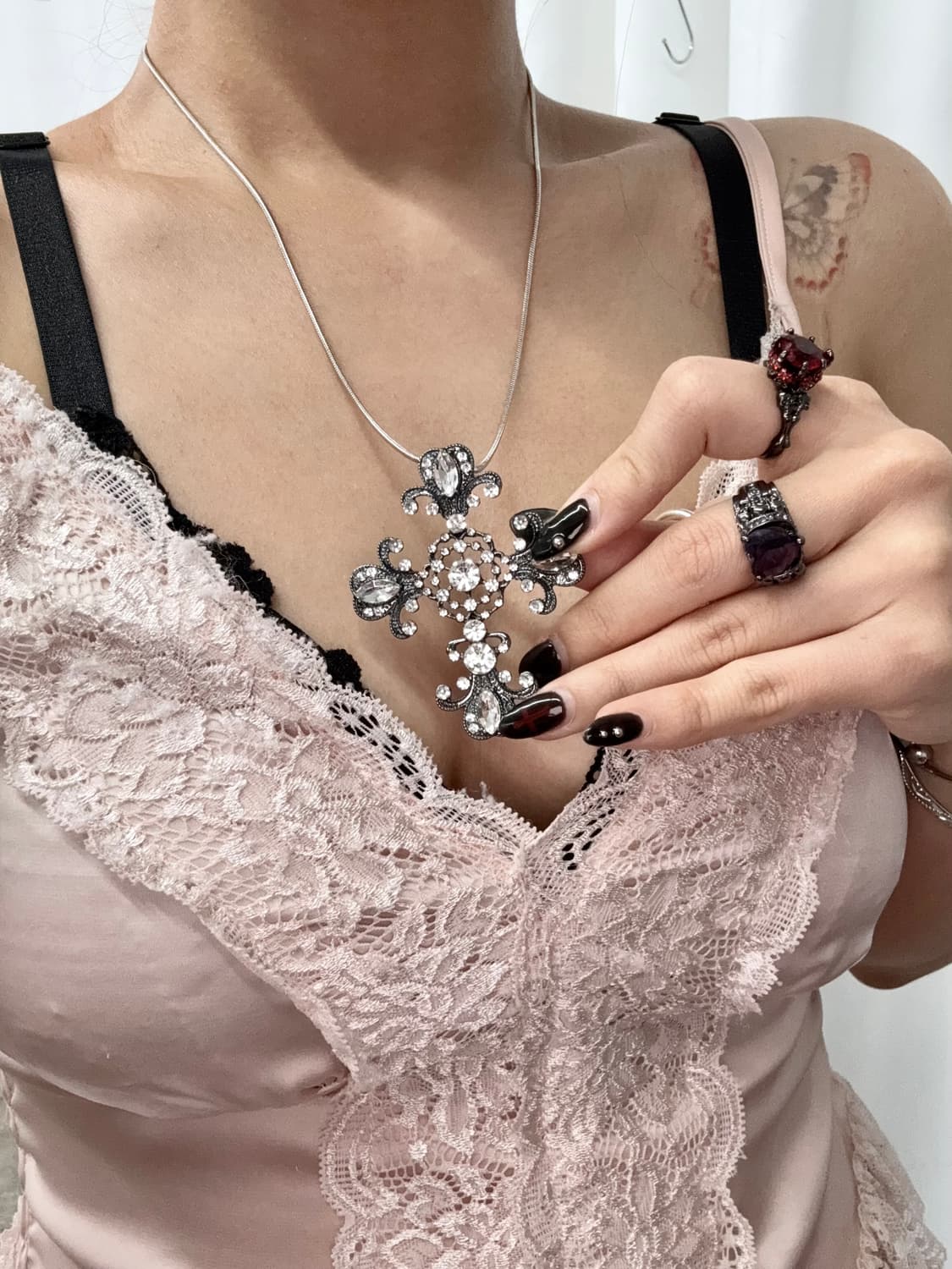 십자가 큐빅 엔틱 네크리스 상품이미지2