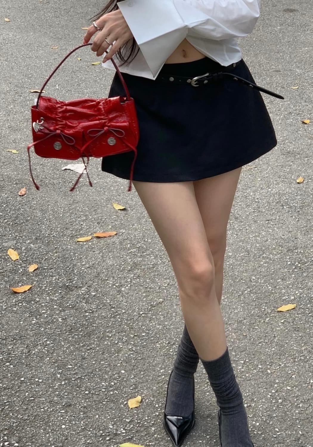 [M] 카키포인트 미니스커트 팬츠 블랙 상품이미지2