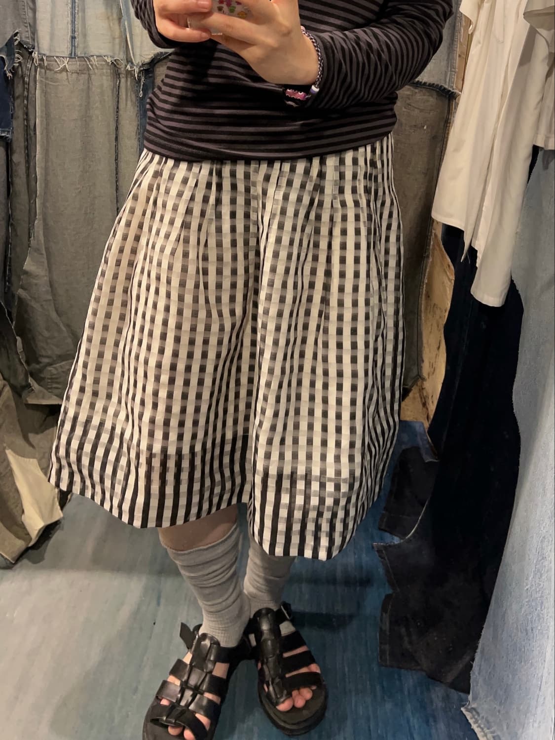26inch ) M'S GRACY Sheer Gingham Skirt 상품이미지1