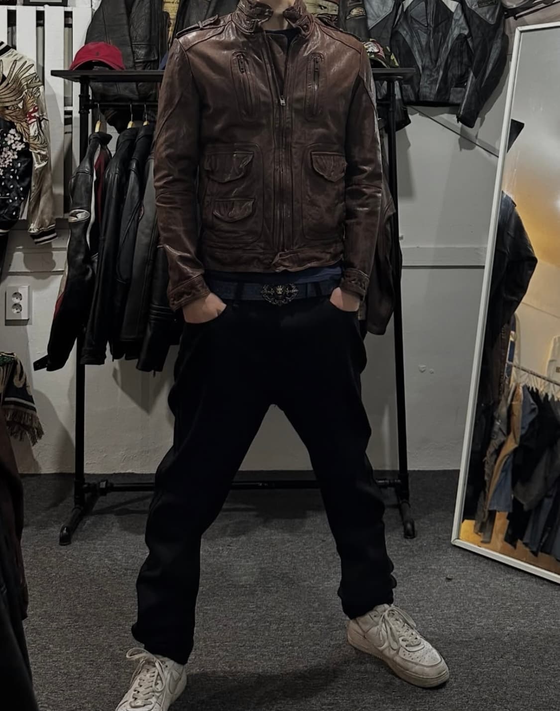 빈티지 양가죽 포켓 레더자켓 상품이미지1