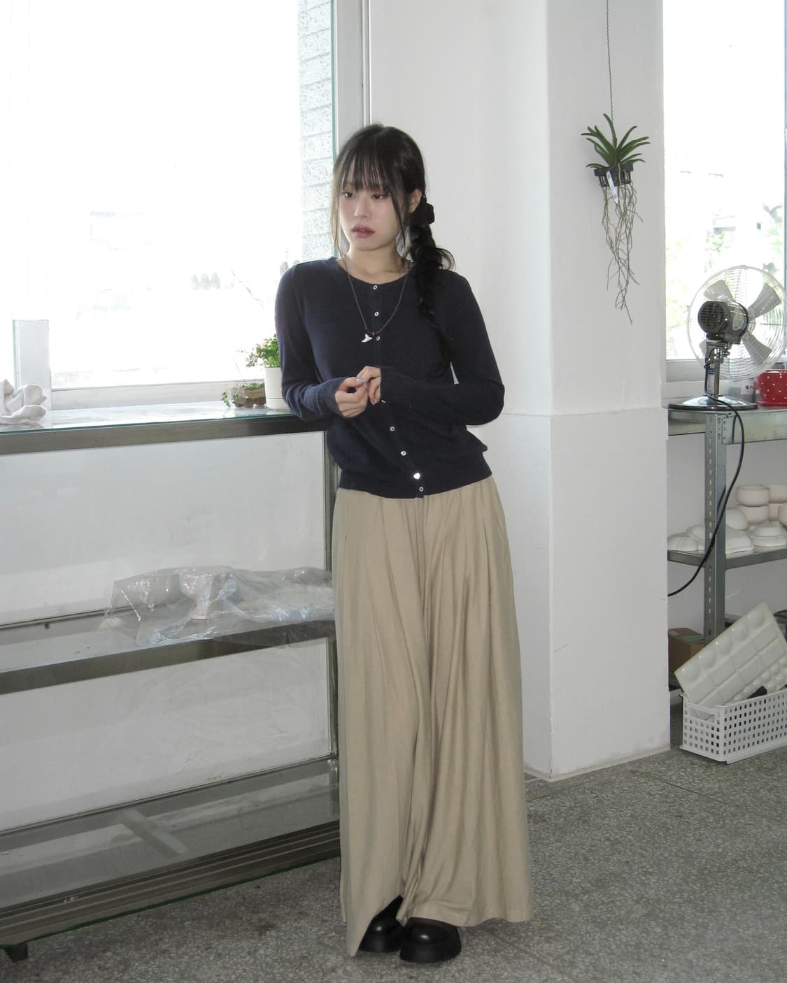클래식 네이비 레이스 가디건 상품이미지1