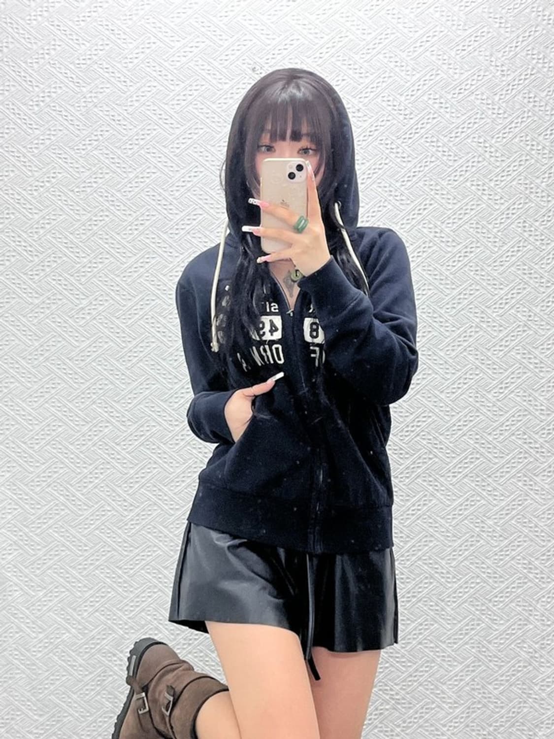 후아유 캐주얼 빈티지 레트로 Y2K 00's 후드집업 M C11177 상품이미지2