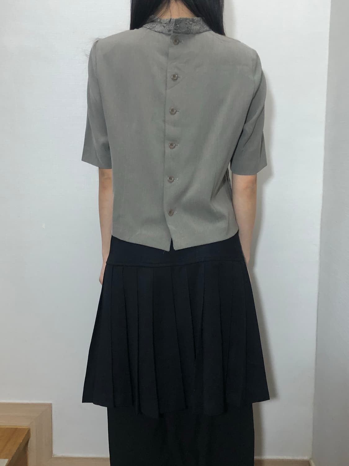 빈티지 그레이 레이스 탑 상품이미지5