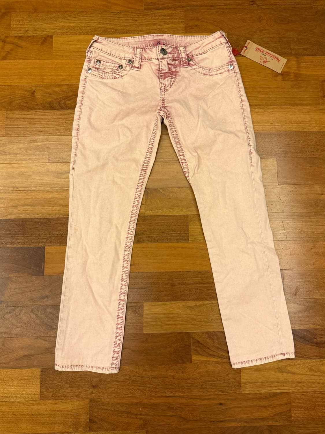 TrueReligion 트루릴리전 딸기우유색 스키니 바지 상품이미지2