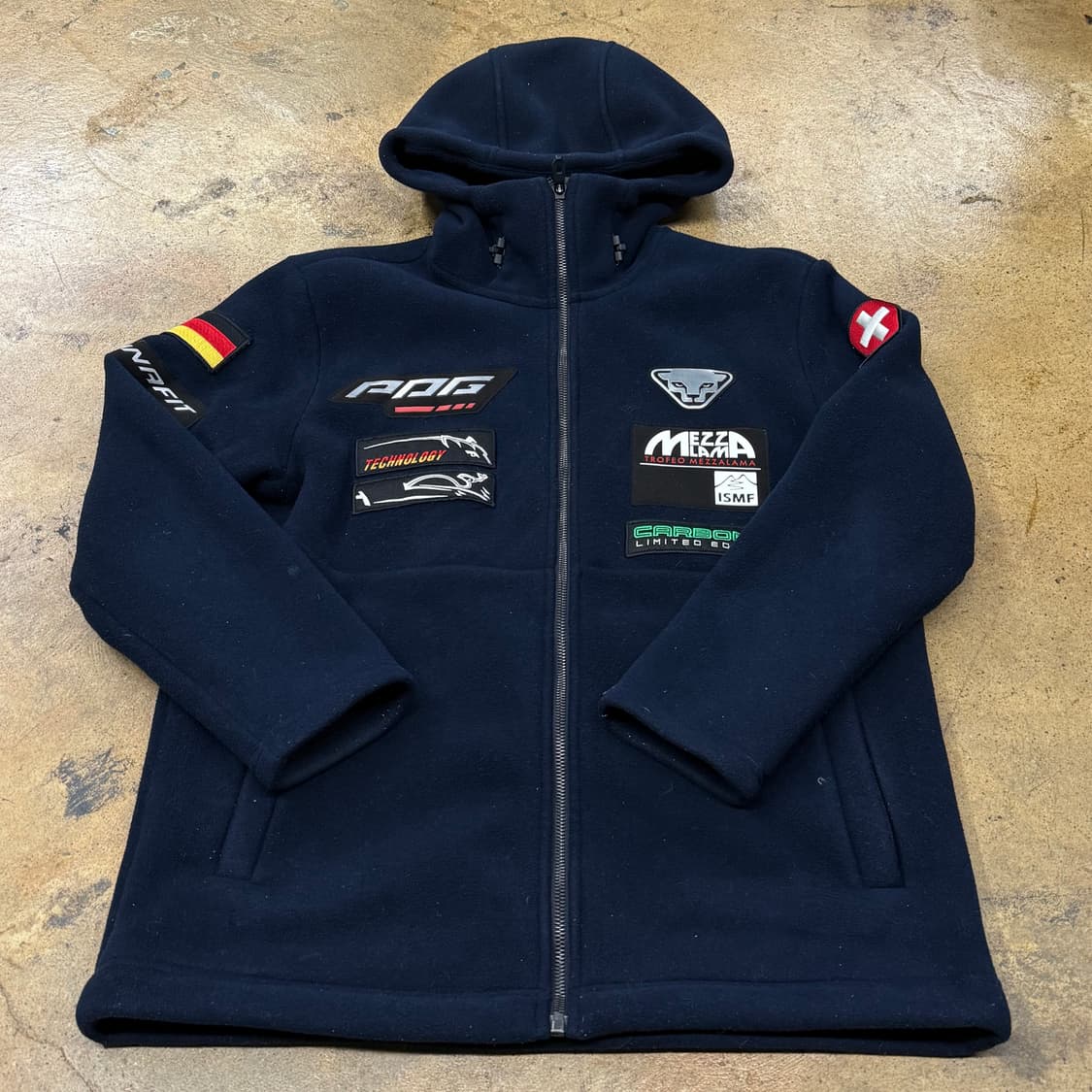 [정품/M] 다이나핏 패치 후리스 후드 집업 네이비 b19 상품이미지2