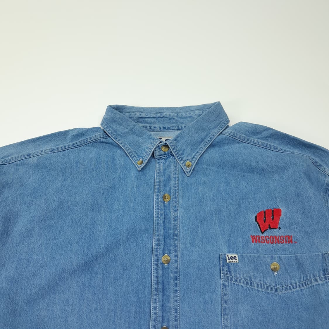 CL645 XL 리 스포츠 90s 위스콘신 버튼다운 데님 셔츠남방 상품이미지2