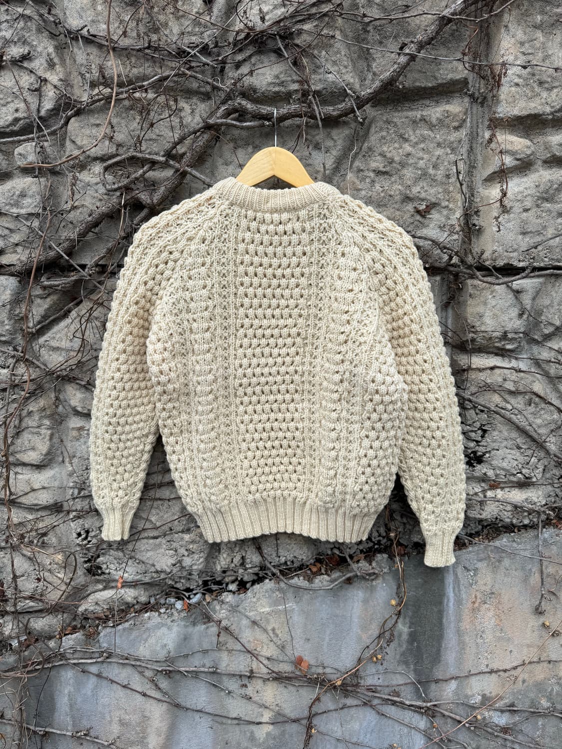 80~90s Lisbeen 아일랜드 피셔맨 니트 아이보리 상품이미지2