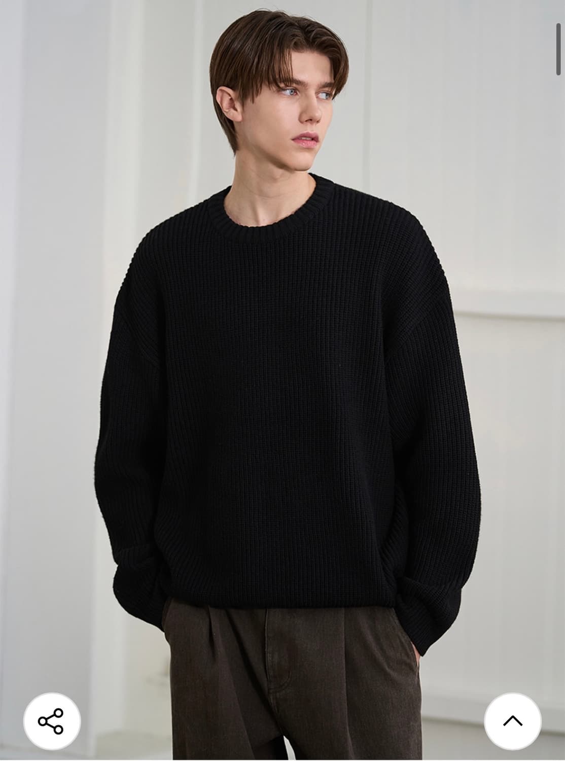 (새상품)(XL) 드로우핏 하찌 벌키 라운드 니트 [BLACK] 판매 상품이미지2