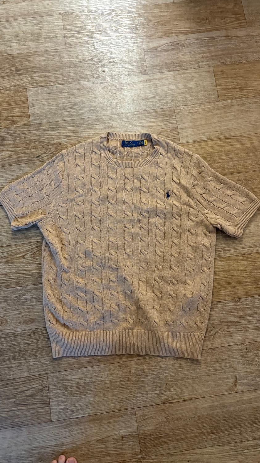 폴로 랄프로렌 케이블 니트 반팔 라지 베이지 상품이미지1