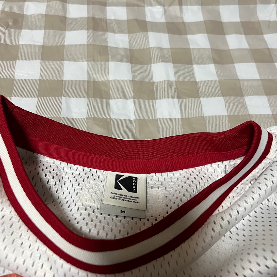 코닥 매쉬소재 조끼 M 나시 빈티지 화이트 레드 메쉬 Y2K 상품이미지2