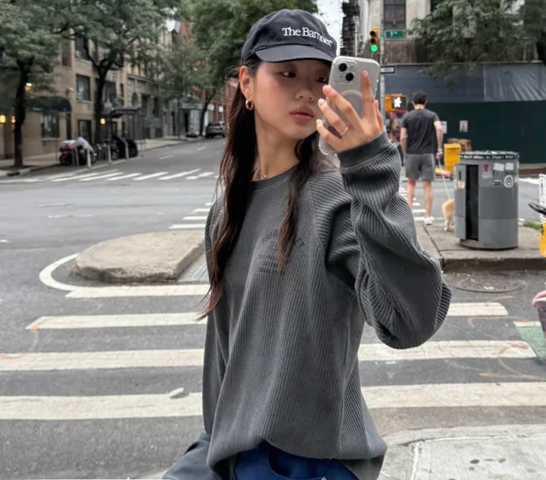 더바넷 Vero Pigment Waffle T-Shirt_Charcoal 상품이미지1