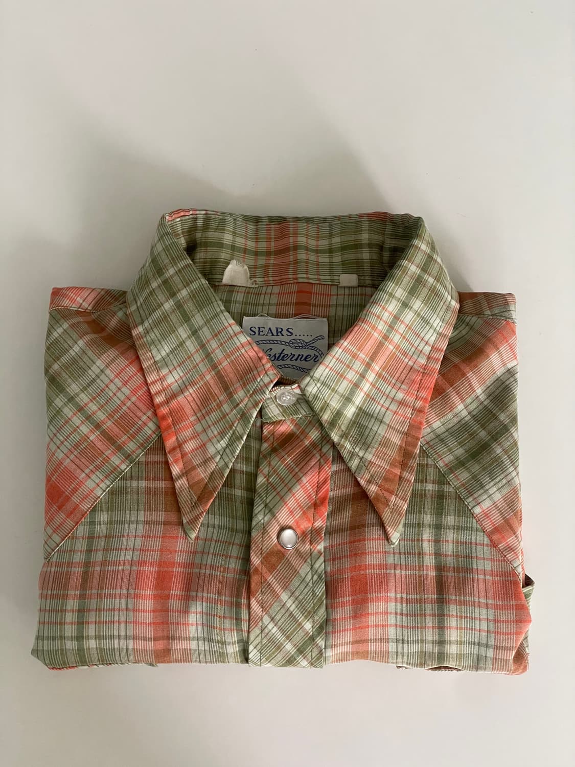 60s Sears Westerner Plaid half Shirt 상품이미지7