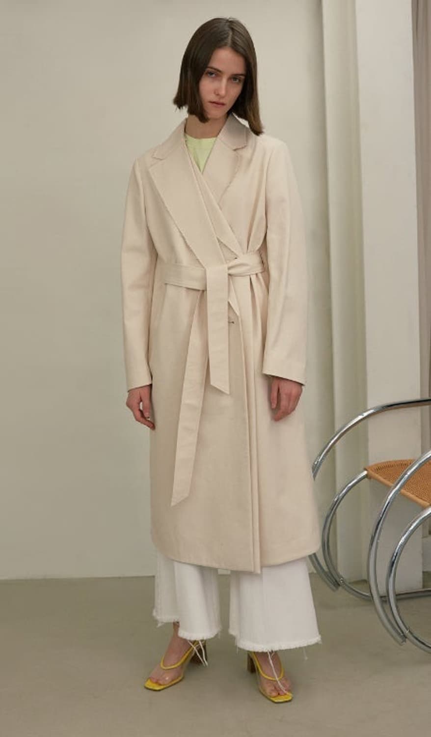 RECTO 렉토 FRAYED HEM OVERLAP COAT 상품이미지5