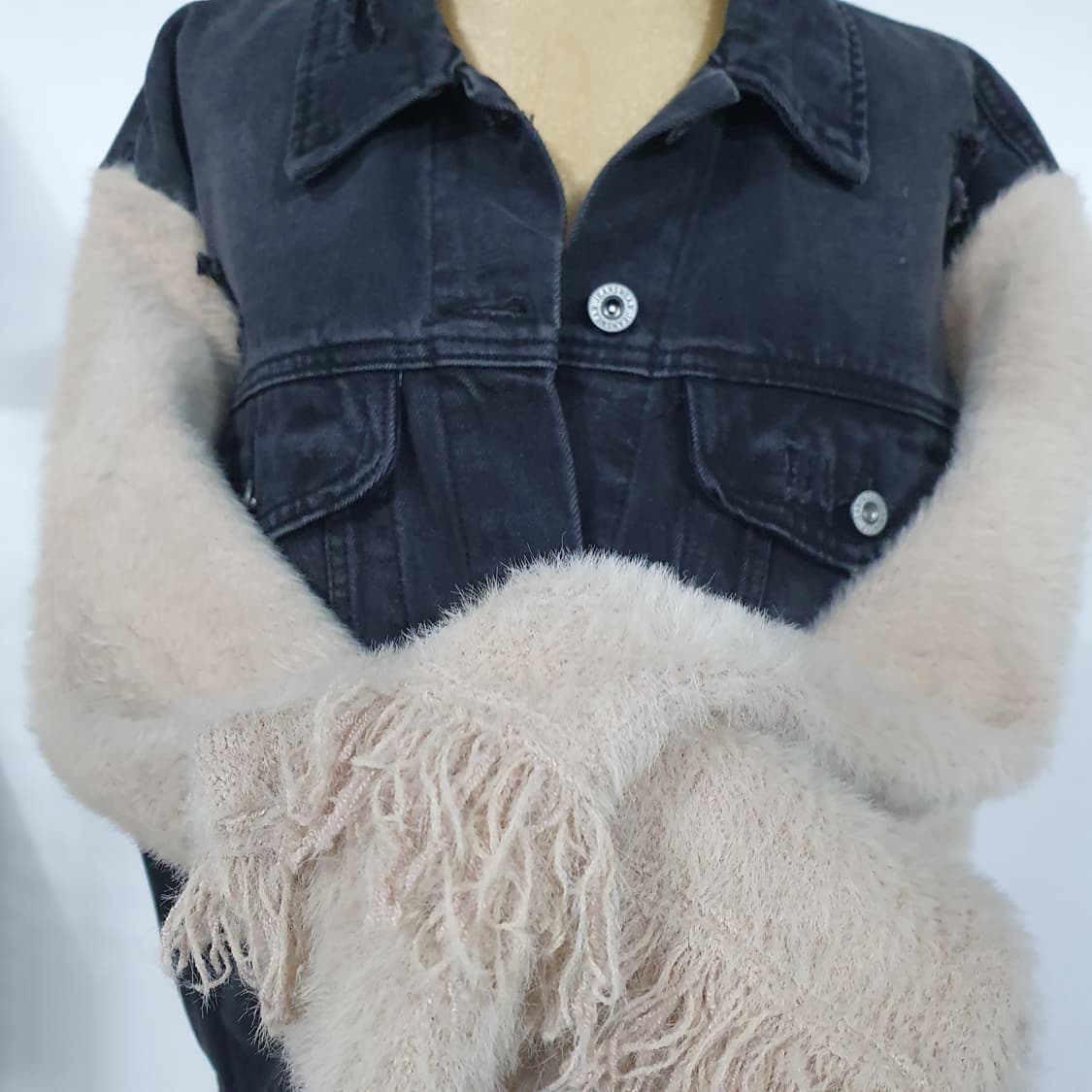 빈티지 니트 믹스 데님 자켓 상품이미지2