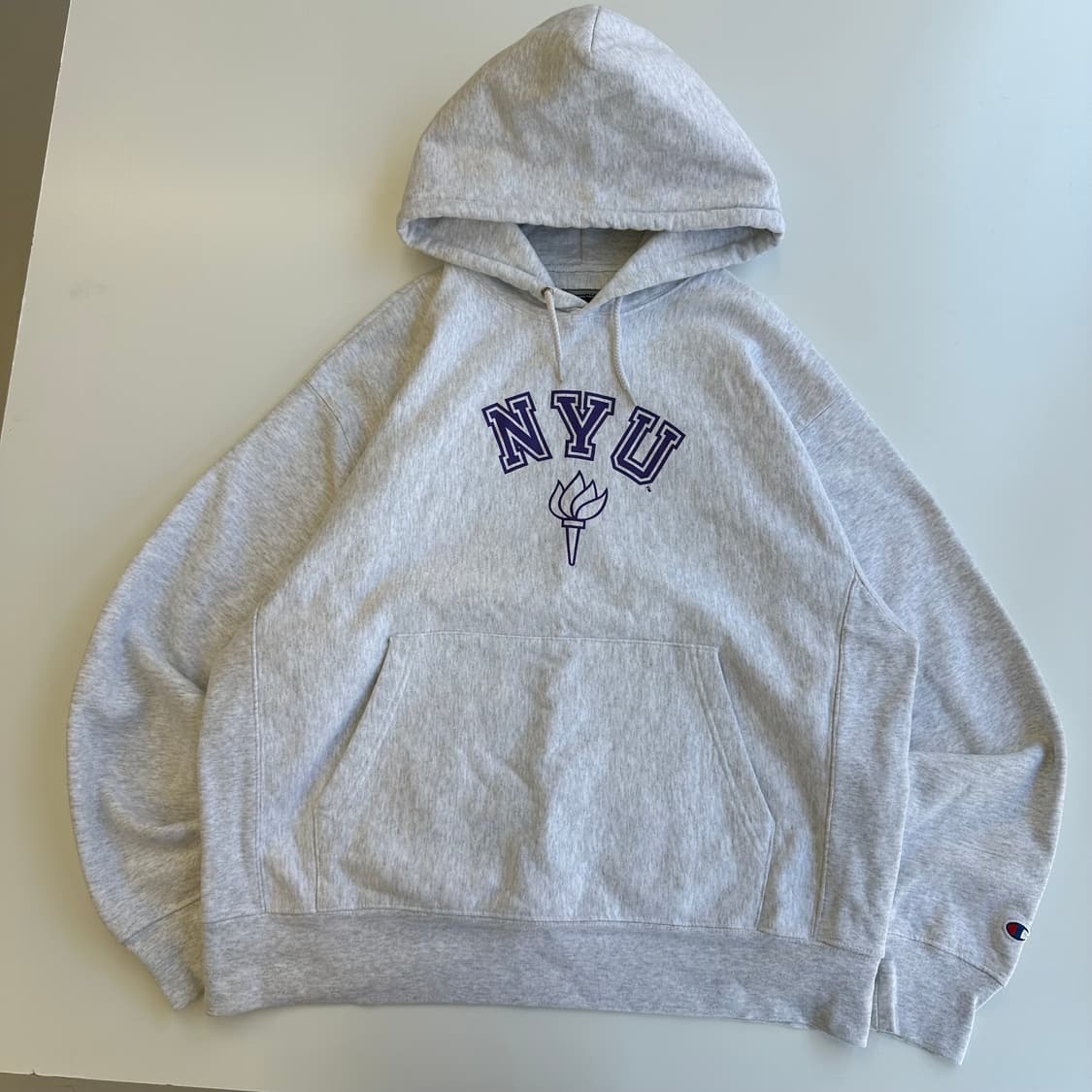챔피온 90‘s 리버스위브 NYU 멜란지 후드티 상품이미지2