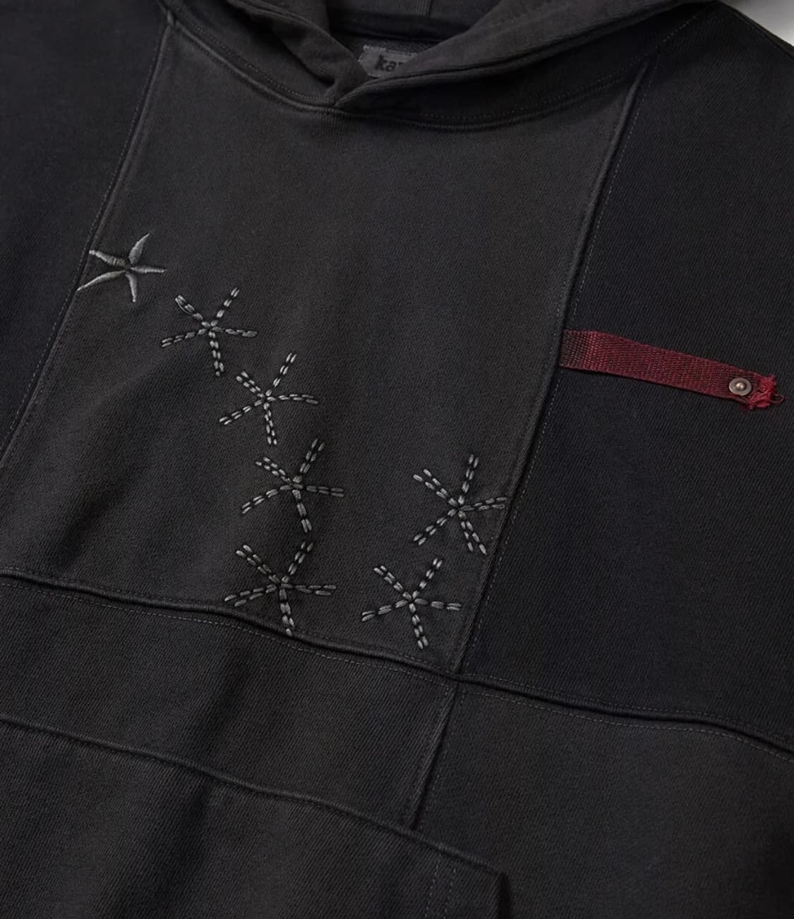 카락터 Grid hoodie / Washed black 후드티 상품이미지3