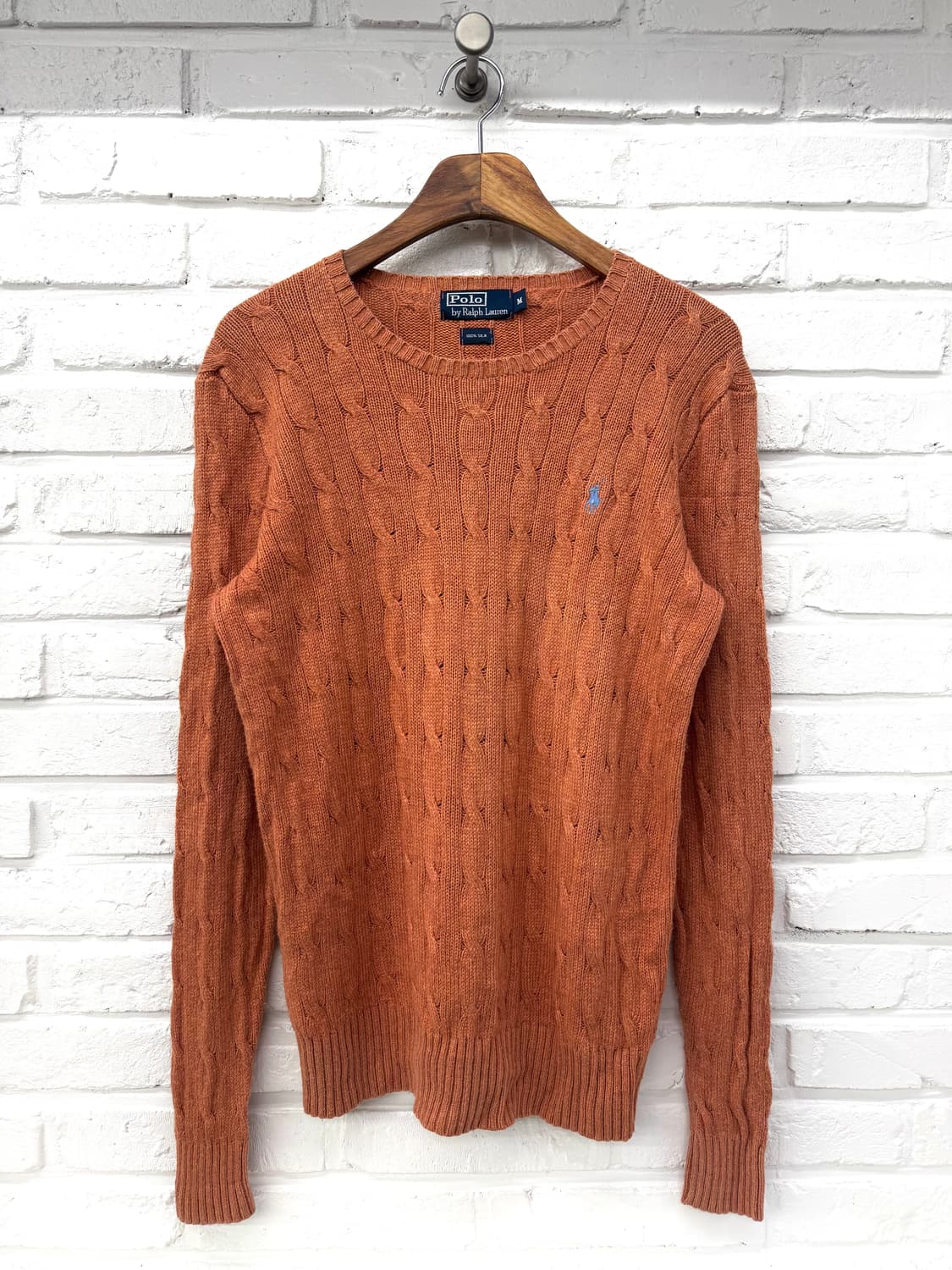 폴로 핑크 코랄 실크 케이블 니트 상품이미지3