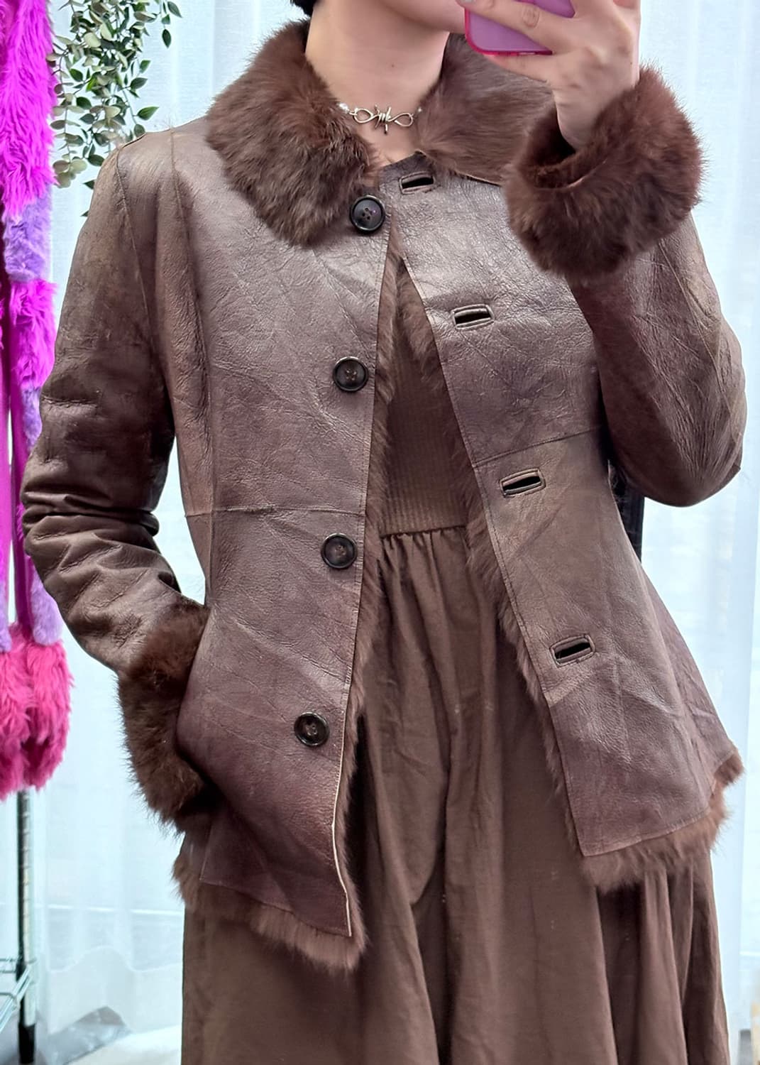 밍크 초코 퍼 자켓 상품이미지2