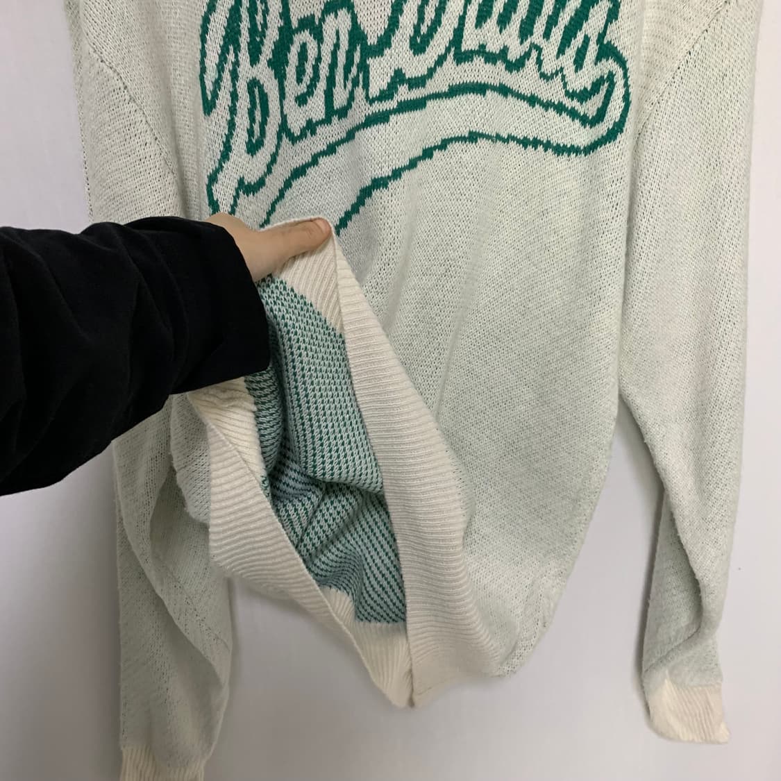 벤 데이비스 로고 니트 스웨터 빈티지 그린 M 남녀공용 상품이미지3