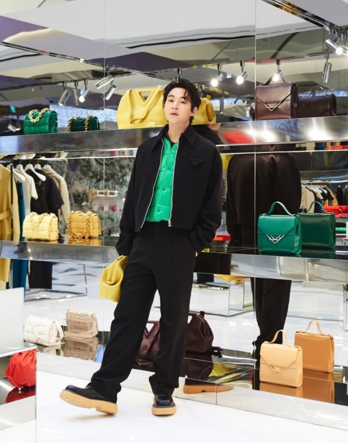 [52] 보테가베네타 트라이앵글 트윌 캐시미어 크롭 블루종 자켓 상품이미지4