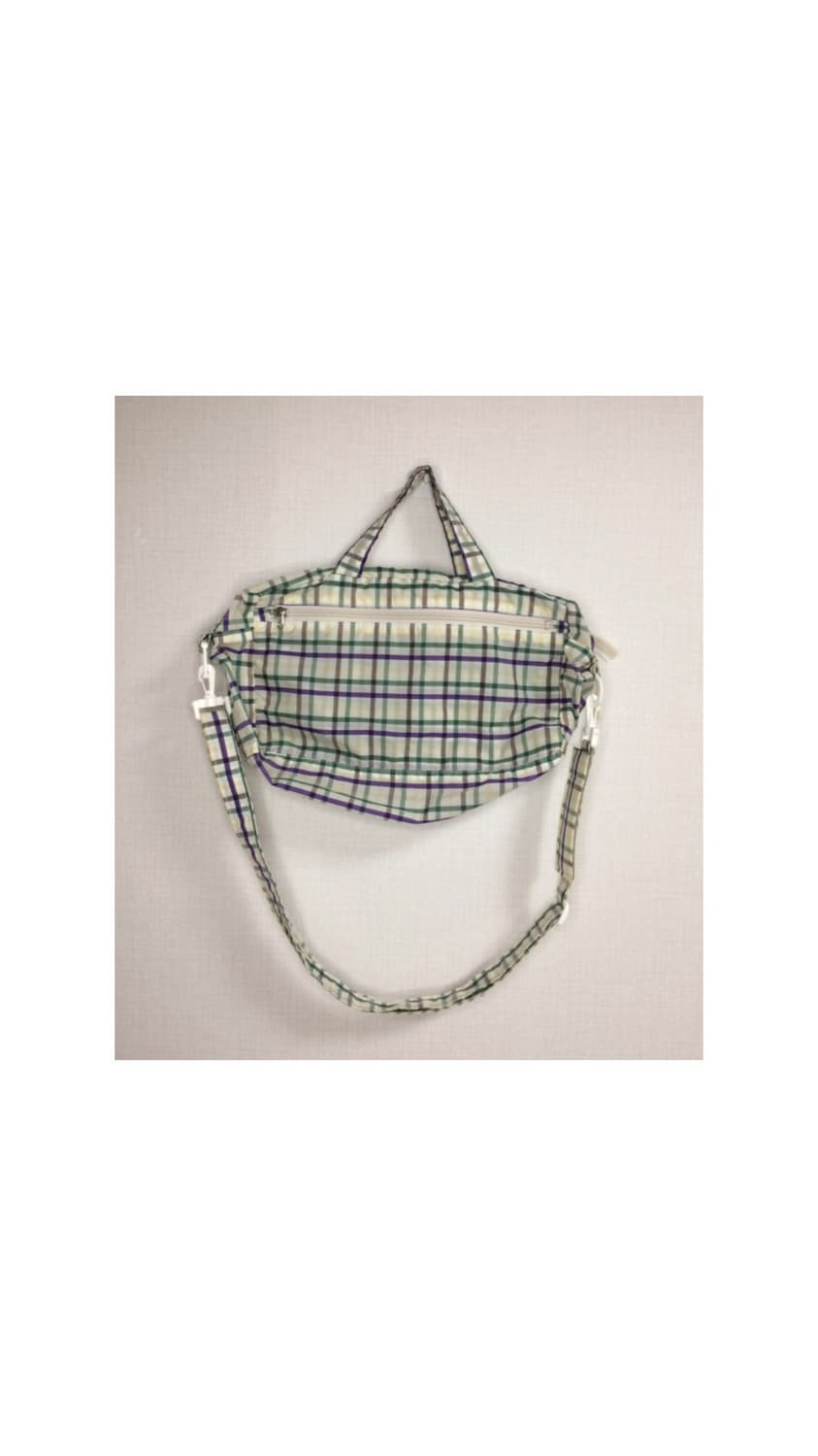 츠모리 치사토 그린 퍼플 체크 경량 토트백 크로스백 상품이미지7
