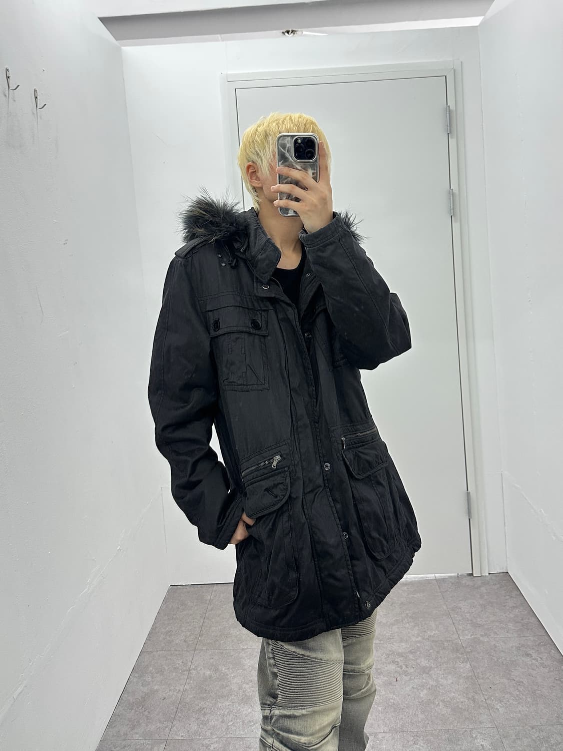 Vintage multi pocket fur hood jacket 상품이미지9
