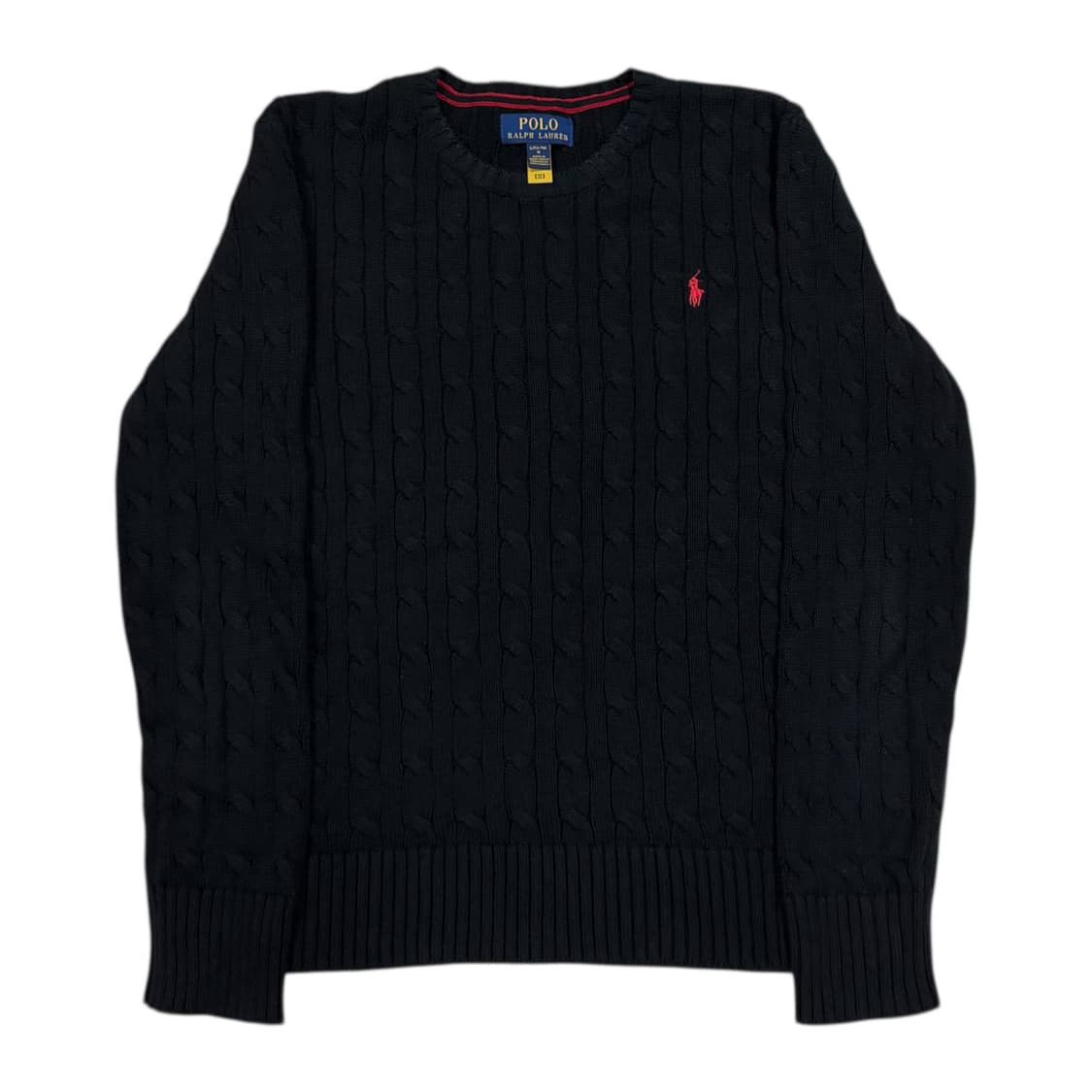폴로 랄프로렌 신형 QR 포니 케이블 꽈배기 니트 블랙 L 상품이미지1