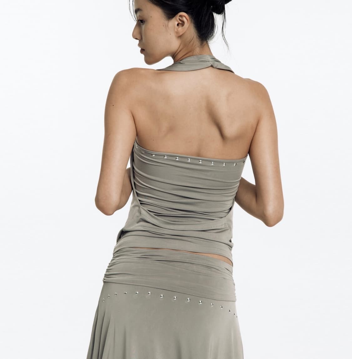 카시코 홀터탑 Stud Drape Halter Top Warm Gray 상품이미지3