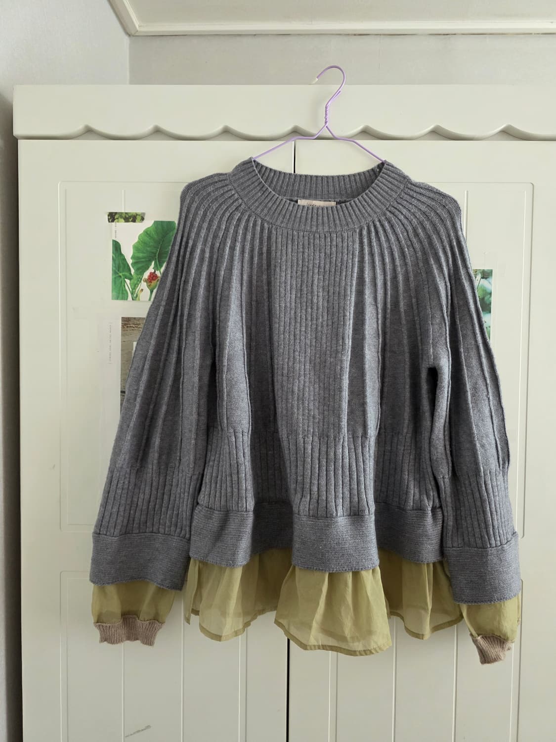 일본빈티지 모리걸 하구미 레이어드 프릴 그레이 니트 상품이미지2