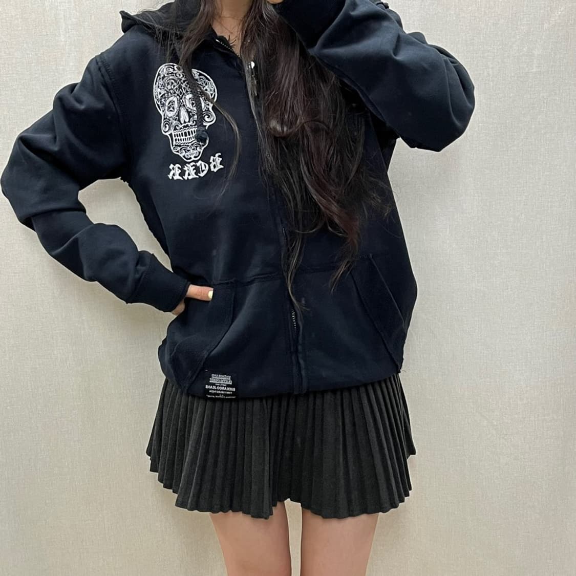 버카루 스컬 프린팅 후드 집업/#3585 상품이미지3