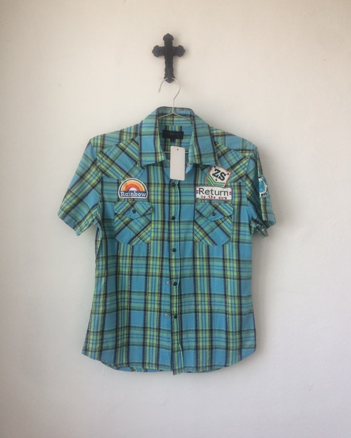 Patch point check pattern shirt 상품이미지1