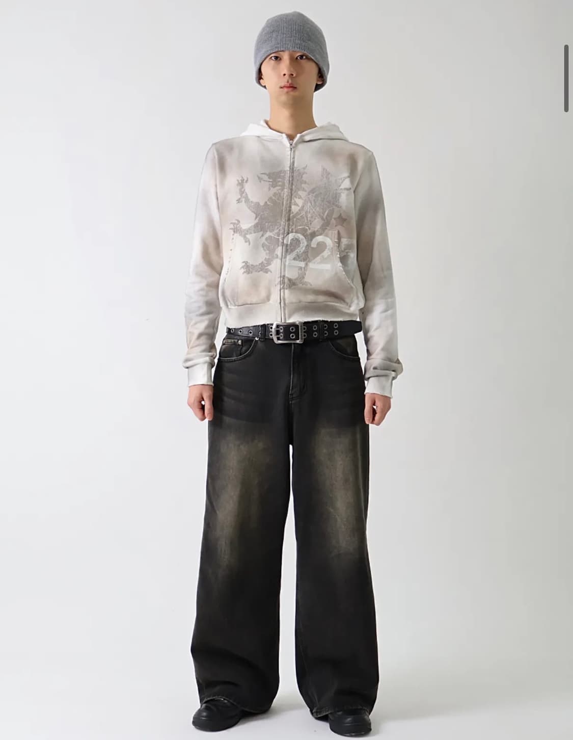 225 washed dragon crop 워시드 드래곤 크롭 후드집업 M 상품이미지2