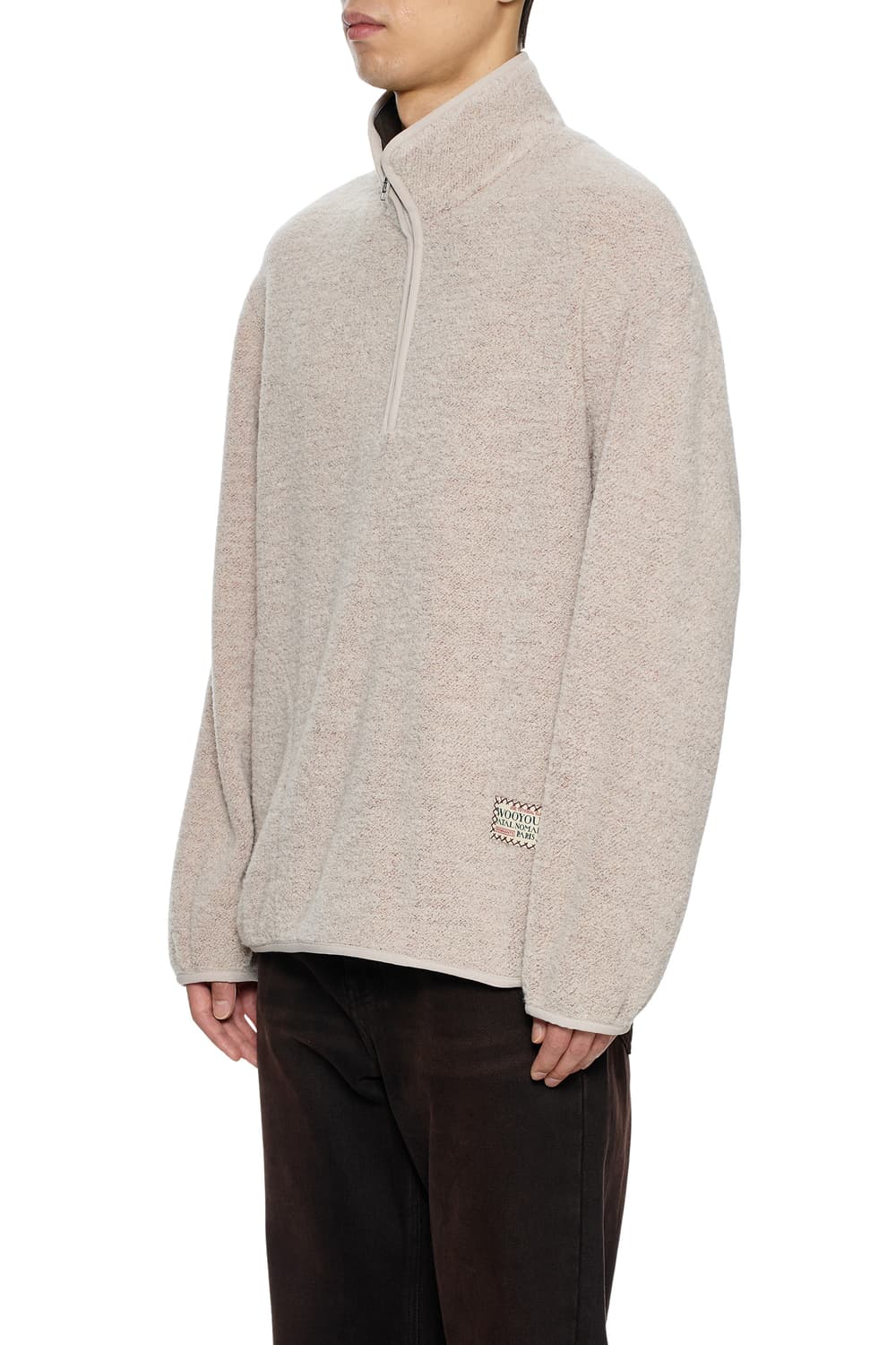 우영미 베이지 부클 하프 집업 스웨트 52 (110~115) 상품이미지2