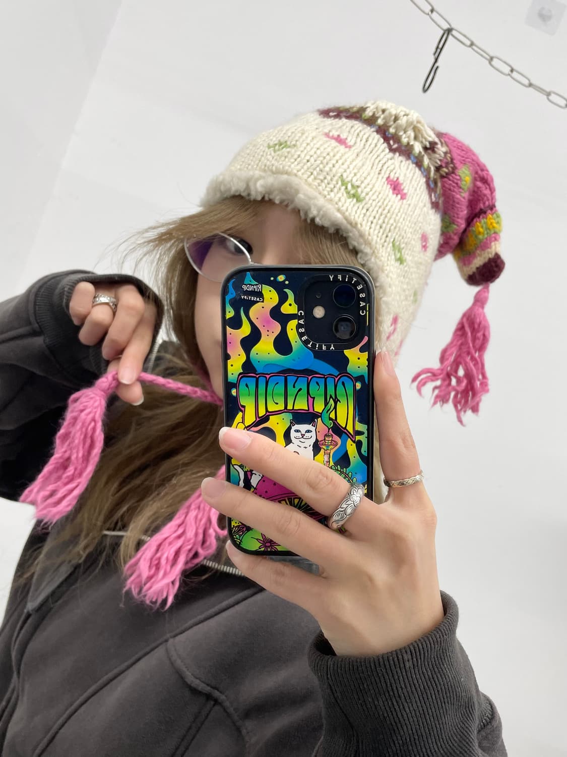 핑크 노르딕 이어머프 비니 상품이미지2