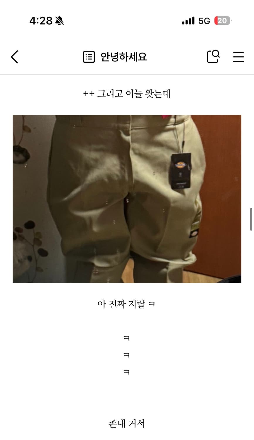 디키즈 더블니 85283 루즈핏 워크팬츠 34사이즈 상품이미지3