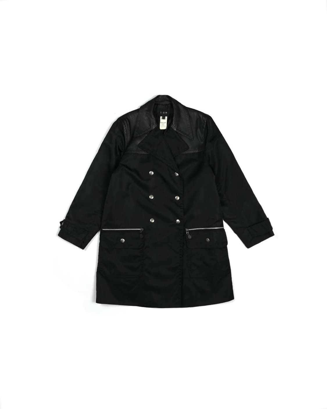 ICB calf leather detail trench coat 상품이미지1