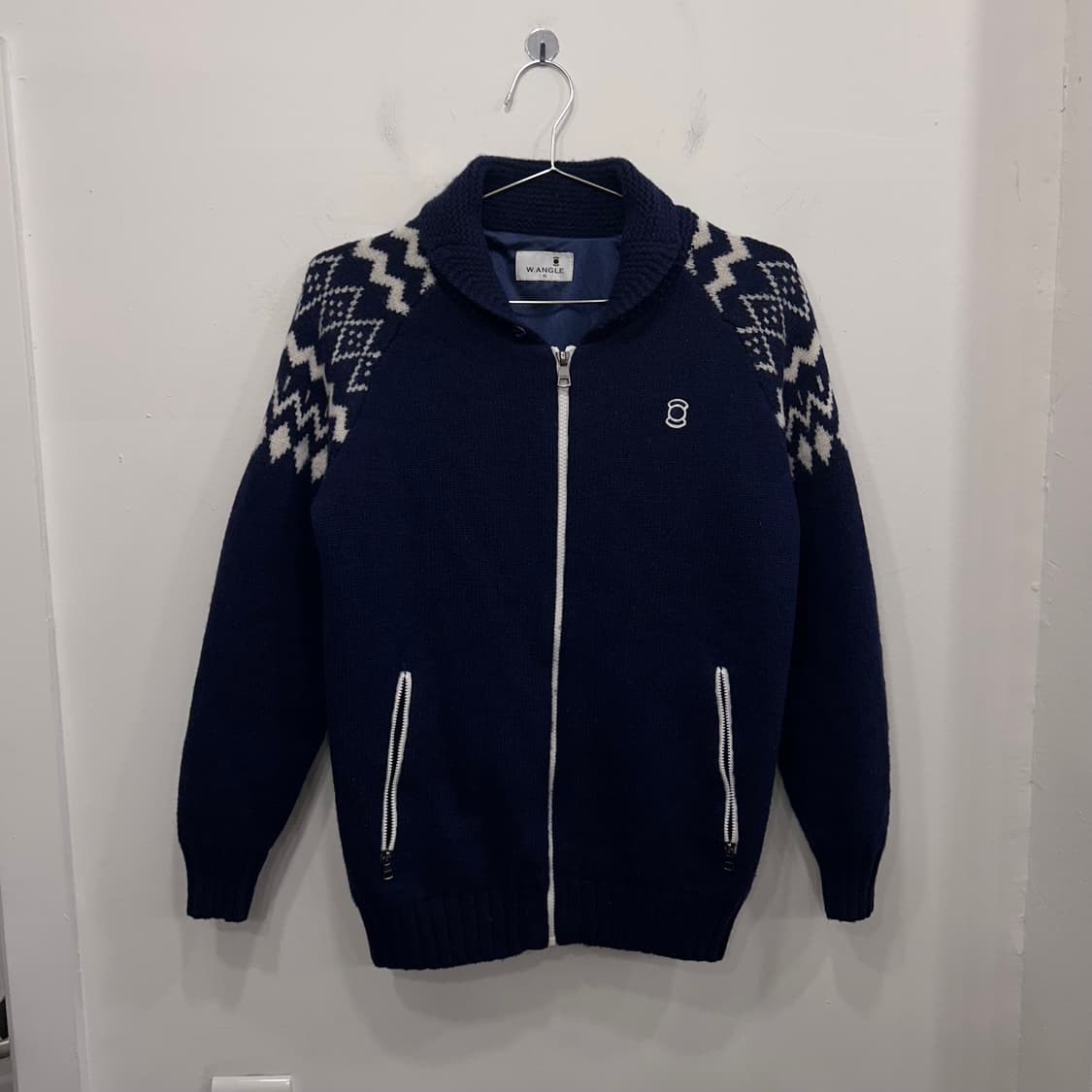 와이드앵글 골프웨어 래글런 패턴 짜임 니트집업 상품이미지2