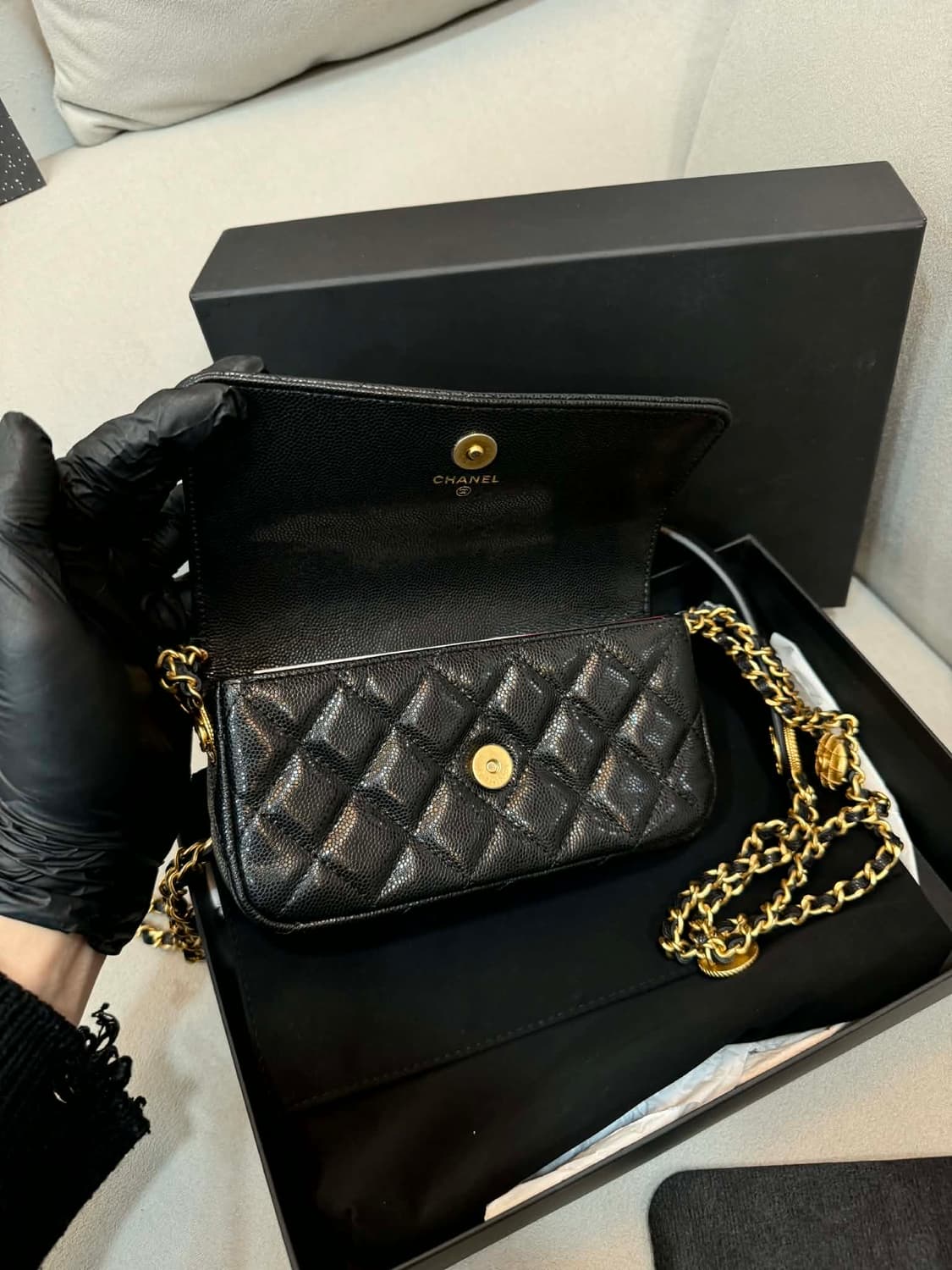 새상품급 샤넬 캐비어 골드 체인 숄더 크로스백   상품이미지2