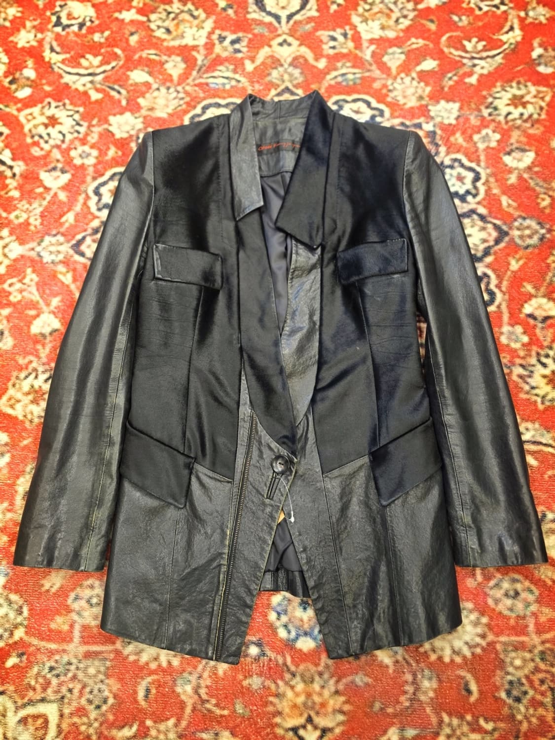 오브제(Obzee)강진영송치 배색 양가죽 자켓 상품이미지1