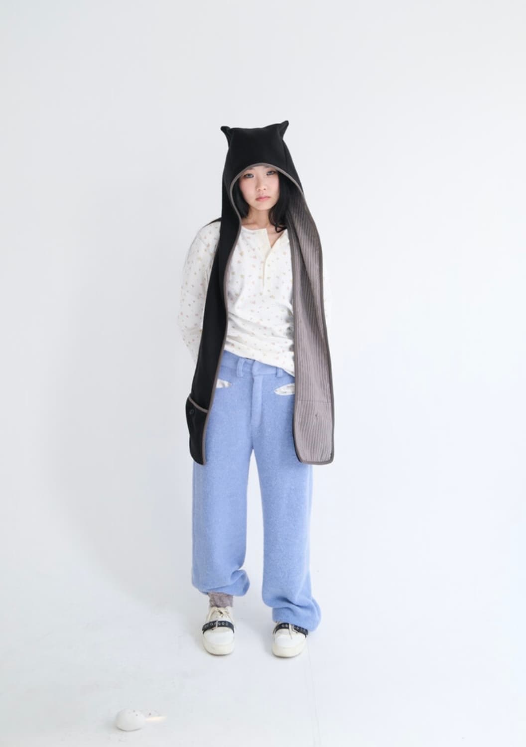 새상품) 샵페어리 플리스 이어 후드 머플러 블랙 상품이미지2